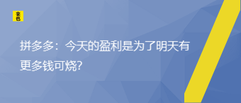 拼多多：今天的盈利是为了明天有更多钱可烧？